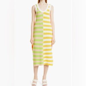 STAUD Multicolor Striped Midi Dress
